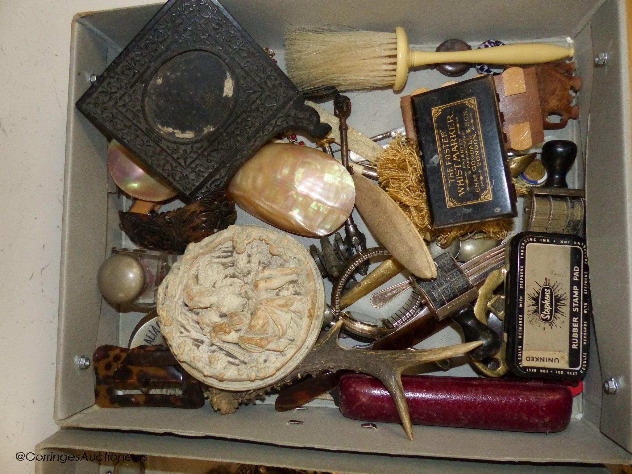 A quantity of mixed collectables including a ladies diamond set cocktail watch